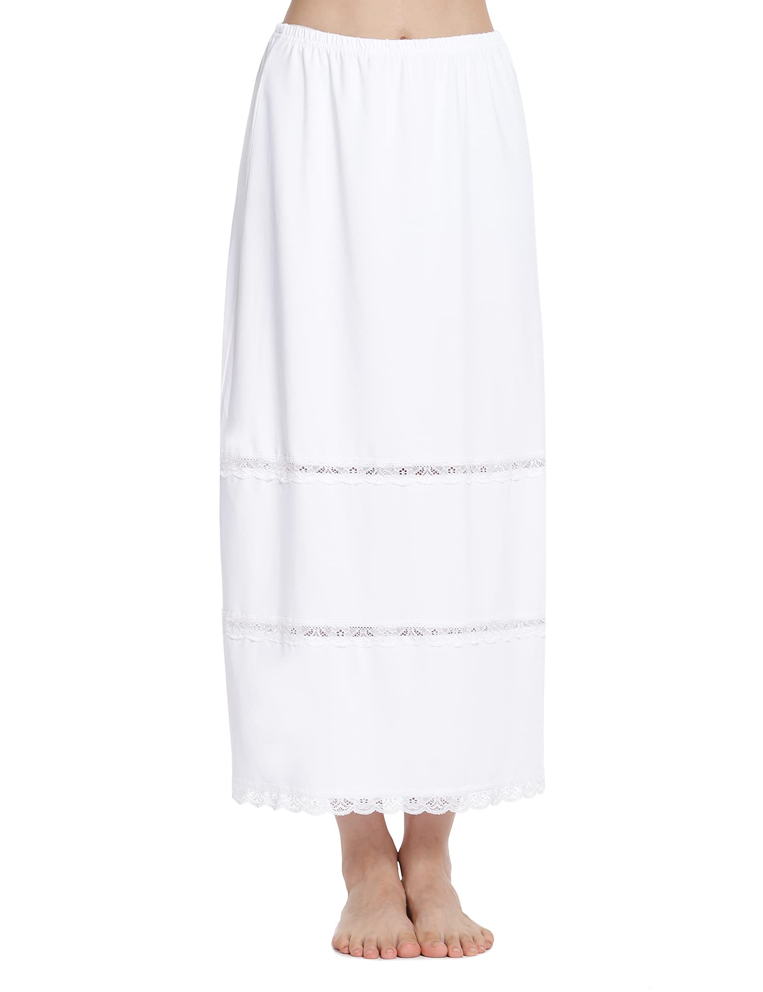 MANCYFIT Long Half Slip for Women Under Dresses Skirt with Lace