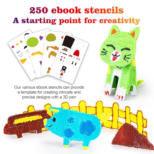 Image of 3D Printing Pen Refills PLA Filament 1.75mm 24 Vibrant Colors 240 Feet, Each Color 3 Meters (10 Feet) - 250 Stencils eBooks - Fit for SCRIB3D P1 and MYNT3D Pens