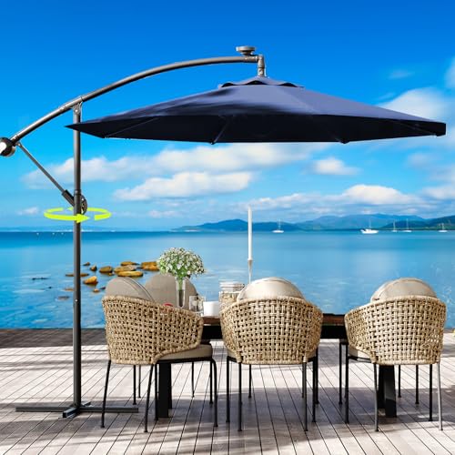 10FT Cantilever Patio Umbrella with Cross Base