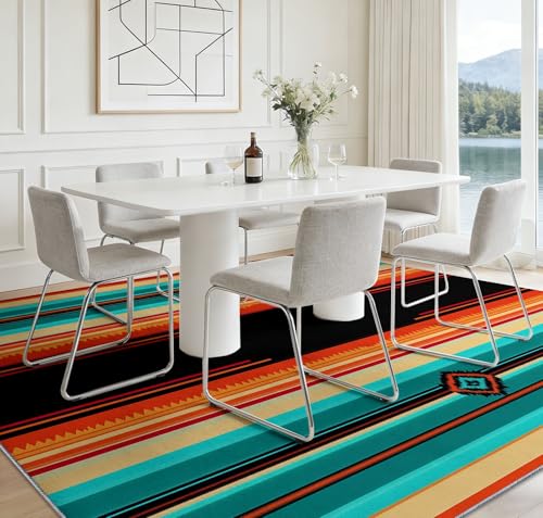 Alfombra antideslizante lavable multicolor de estilo étnico tradicional 4