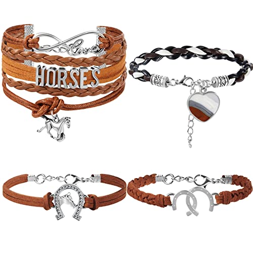 Bracelets de cheval infini cordon ajustable cordon tressé bijou équestre lot de 4