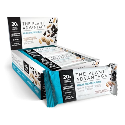 The PLANT ADVANTAGE High-Protein Bar – 6 Pack | Vegan, Gluten-Free, Dairy-Free | Peanut Butter Chocolate Chip | 20g Plant-Based Protein, Omega-3, B12 & Adaptogens for Energy & Muscle Recovery