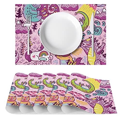 Sets de table dinosaure x6 antidérapants 30x45 cm pour salle à manger - 3