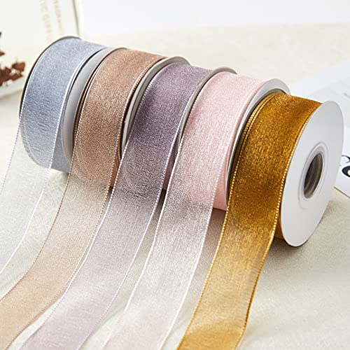 Jinglestar Decorative Accessories 1 Inch Sheer Chiffon Ribbon Perfect For Crafts Hair Bows Gift Wrapping Wedding Party Decoration And More (Pink) #TOP3