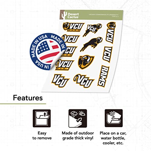 Sticker VCU Rams NCAA vinyle adhésif type 2 pour gourde et auto - 5