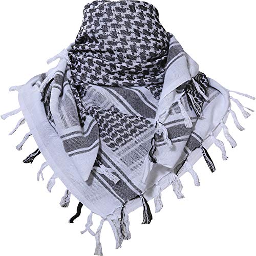 MAGNIVIT Cotton Keffiyeh Tactical Desert Scarf Wrap Shemagh Head Neck Arab Scarf White