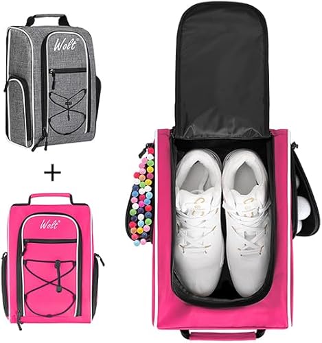 Miniatura 27 de Wolt Bolsa para zapatos de golf - Bolsas de transporte para zapatos deportivos y de viaje con ventilación y doble bolsillo exterior para accesorios