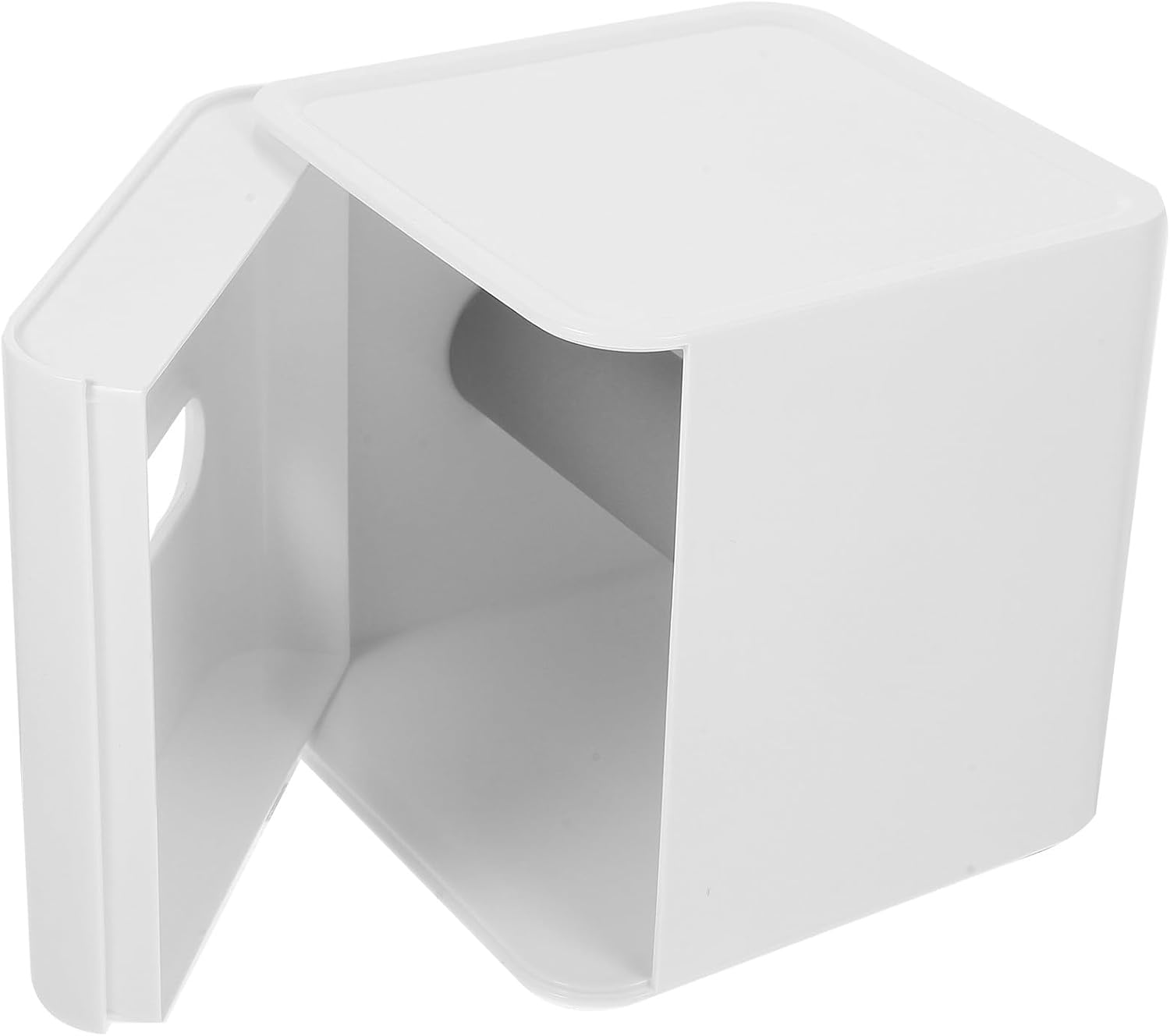 Square Tissue Storage Box Multifunctional Desktop Tissue Holder White Napkin Organizer for Home Bathroom Living Room Use