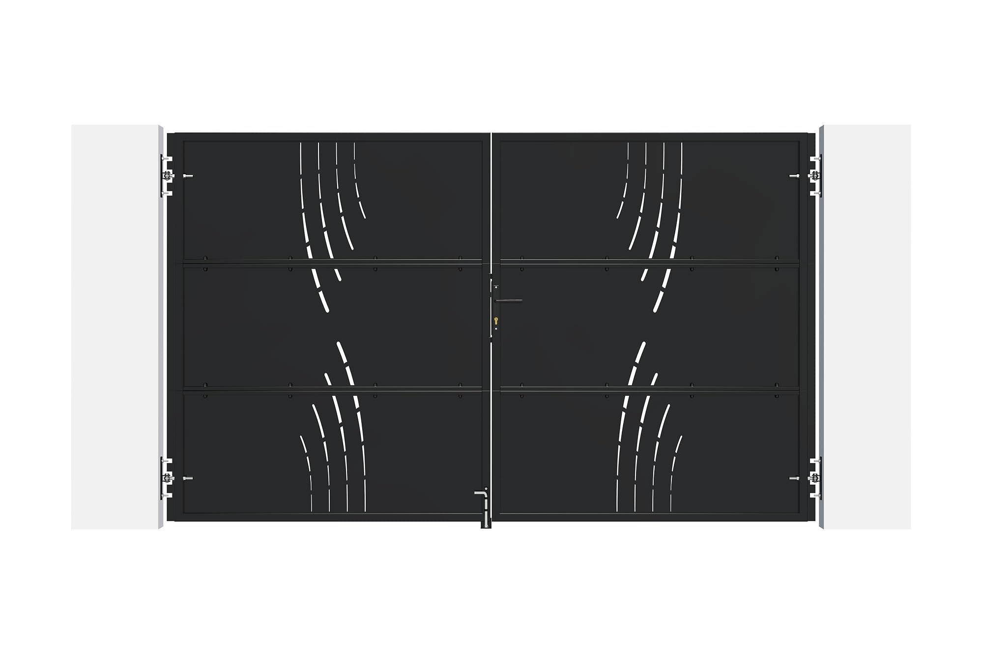 Casanoov Portail acier noir mat 3m NALI VELETA H.180cm