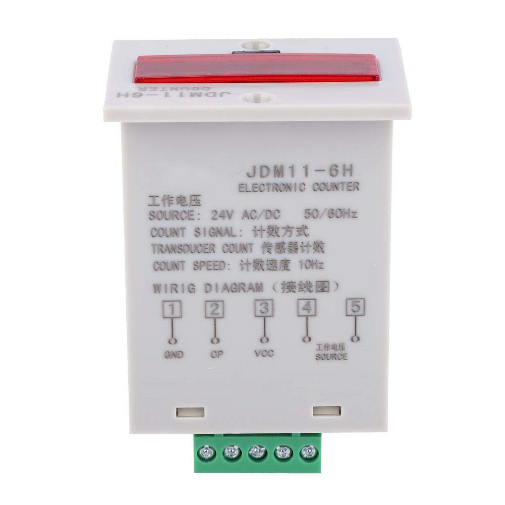 JDM11 6H Electronic Counter 6 Digits LED Digital Display Counter with Strong Anti Interference 0-999999 Count Range Suitable for Various Inputs (AC/DC24V)