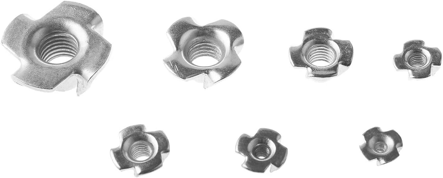 AVFORA 10/20/50PC M3 M4 M5 M6 Zinc Plated Four Claws Nut Speaker T-nut Blind Pronged Tee Nut Furniture Hardware Wood Inlay nut (Color : M3-50pcs)