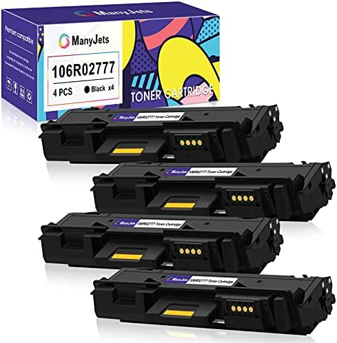 ManyJets 106R02777 Compatible Black Toner Cartridge Replacement for Xerox WorkCentre 3215 3215NI 3225 3225DNI Phaser 3260 3260DI 3260DNI 3052 Printer Toner Cartridge (Black,4-Pack)