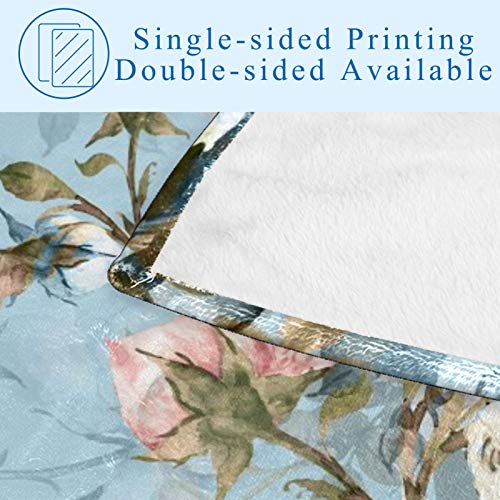 Plaid vintage imprimé rose 150x100 polyvalent pour lit et protection de canapé lavable