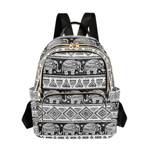 Image of Women Fashion Backpack Purse Elephant Rucksack, M | Casual Lightweight Quilted Daypack Ladies Bag for College Travel Work