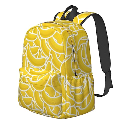 17 inch Backpack Banana Yellow Pattern Seamless Laptop Backpack School Bookbag Shoulder Bag Casual Daypack2