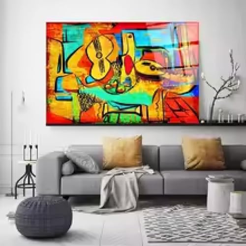 Impression géométrique colorée de prestige peinture sur toile 50x70cm