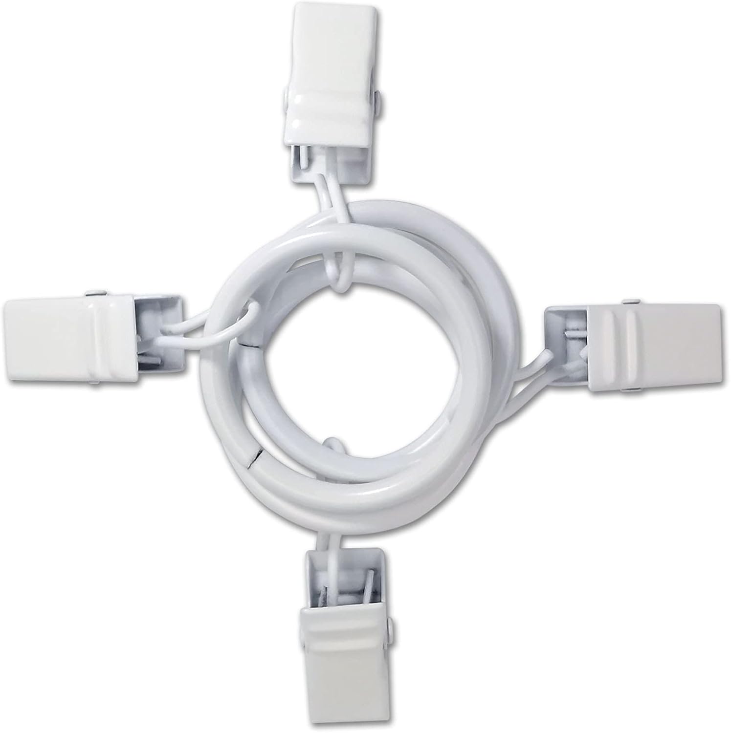 LLPJS 100 Pack Curtain Rings with Clips, Curtain Clip Rings Hooks, Bow Hanger Clips for Hanging Drapery Drapes Bows, Ring 1 inch Interior Diameter, Fits up to 5/8" Rod, White