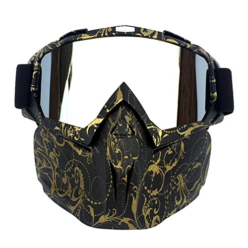 HCMAX Motorcycle Goggles with Detachable Face Mask Helmet Fog-Proof Windproof UV Protection Bike