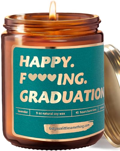 Got You A Little Something Happy Graduation Lavender Vanilla Candle ; Cool Graduation Gifts for High School Grad College University Graduates