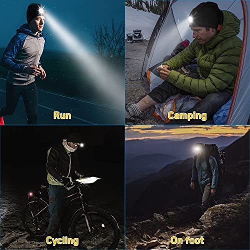 QUUREN-LED-Bluetooth-Beanie-with-Headphone-Unisex-Beanie-Adjustable-Brightness-and-Removable-Light-Beanie-USB-Rechargeable-Hat-for-Outdoor-Running-Cycling-Camping-Hiking-Black