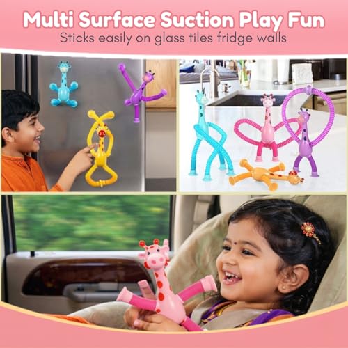 Image of Toy Imagine Pack of 12 Telescopic Suction Toys Giraffe for Kids Birthday Return Gift Set Bulk Gifting Party Favor Toys for Kids Boys Girls