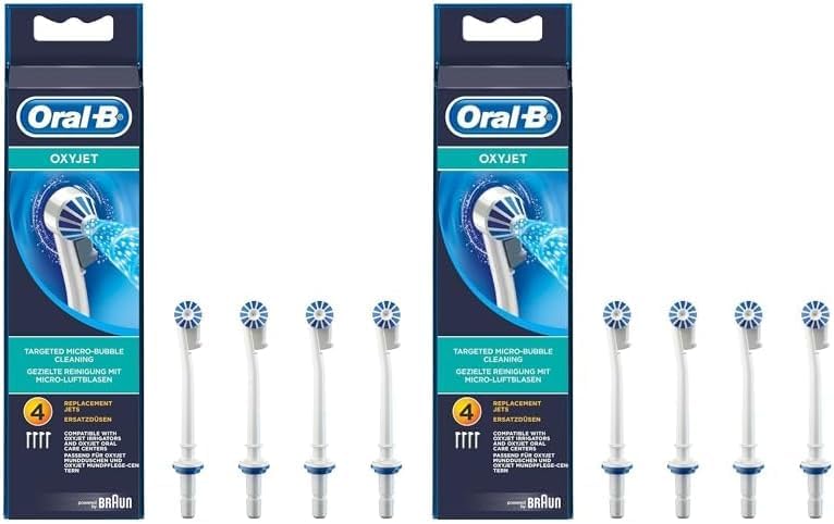 Oral-B OxyJet Aufsteckdüsen, Für eine gezielte Reinigung mit innovativer Mikro-Luftblasen-Technologie, 4 Stück, ED17-4, Mehrfarbig (Packung mit 2)