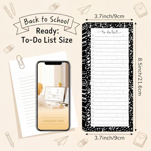 Image of Censen 10 Pack 500 Sheets to Do List Notes Daily Checklist Notepad with 50 Sheets Undated Memo Pad Color Block Shopping List Weekly Plan Notepad Organizer Planners(Black,Marble)