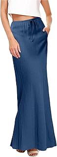 Falda Elegante de Color Liso Informal Uso Diario para Mujer Falda Vintage con Cintura elástica Ovalada