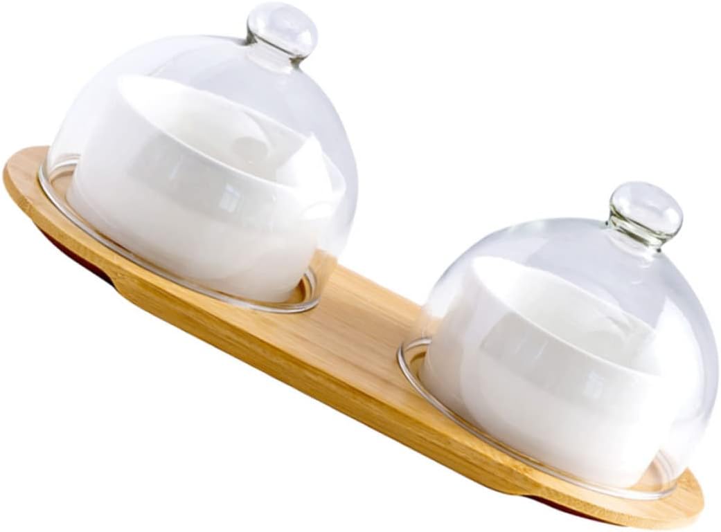 1set Ceramics Dessert Bowl Glass Lid Creative Fruit Bowl for Home Restaurant Microwave Oven Safe Smooth Surface Easy to Clean for Serving Desserts Salads