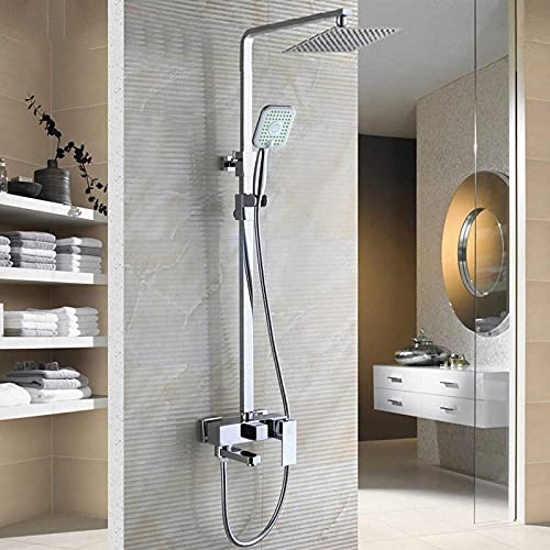 Ensemble de douche chromé brillant avec tête de douche 10 pouces premium