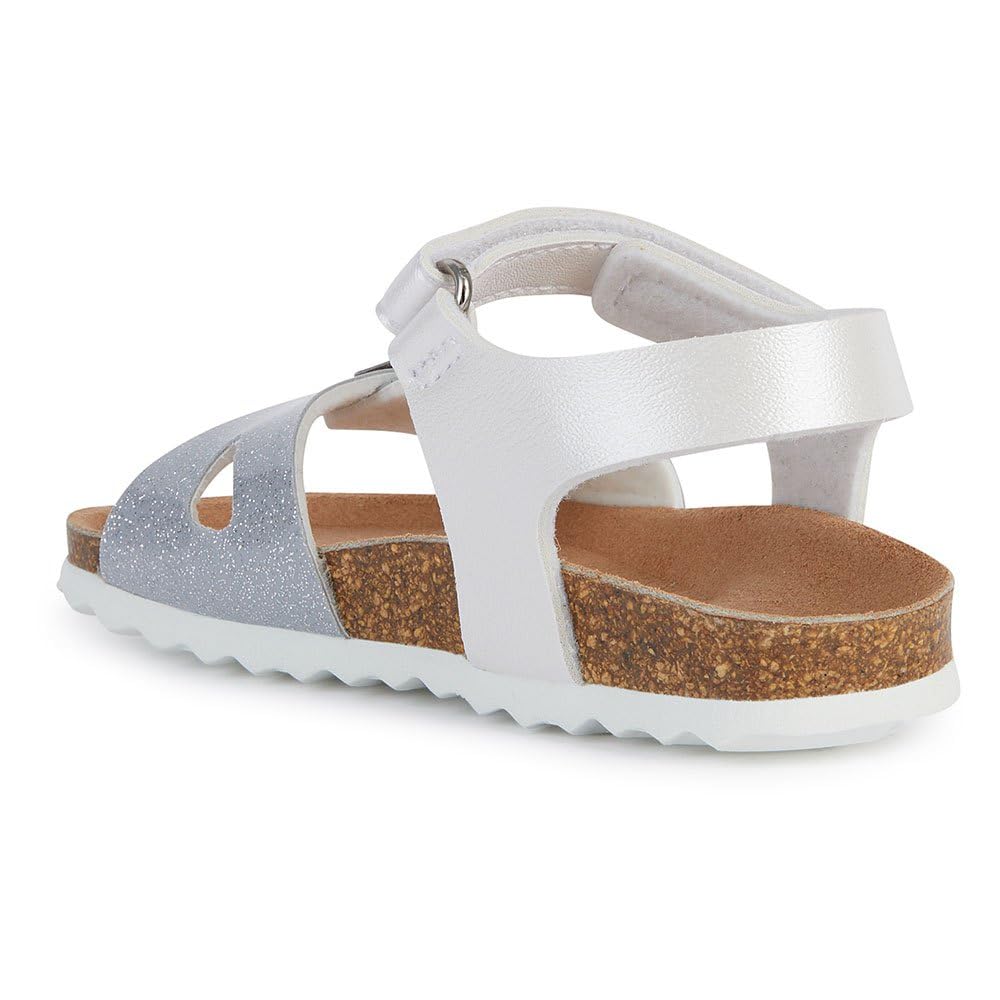 Geox Baby B Chalki Girl Sandal, White Silver, 3.5 UK Child