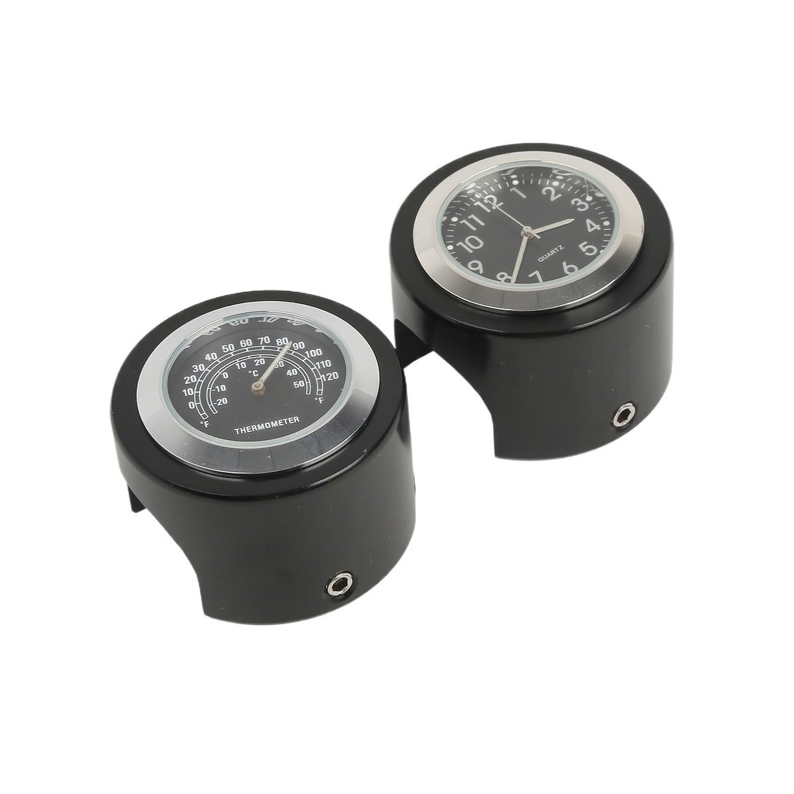 Tablero de moto Termómetro con esfera para manillar de motocicleta para Yamaha Sporter XL 7/8" y 1", montaje en cromo negro(Negro)