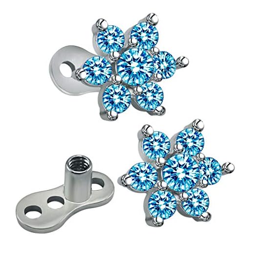 Harilla 2 x mikro zirkon blomma dermal body smycke anchor top & bas rostfritt stål e Icke-metall, colore: blå, cod. bea451d00ffb4fdef49d07de21069ae5
