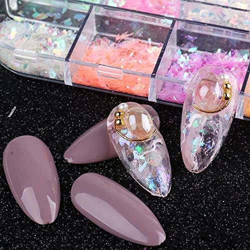 12 Grids Mermaid Flake Nail Glitter Sequins,Nail Art Foil Lridescent Ice Slag Nail Glitter Colorful Fluorescent Glass Paper Nail Sticker Holographic Nail Glitter For Make Up Diy Nail Decoration #TOP5