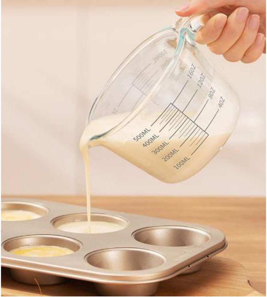 Glass Measuring Cup With Scale Milk Cup High Temperature Resistant Household Kitchen Baking Beaten Egg Cup Measuring Water Cup (Size : 1000ML)