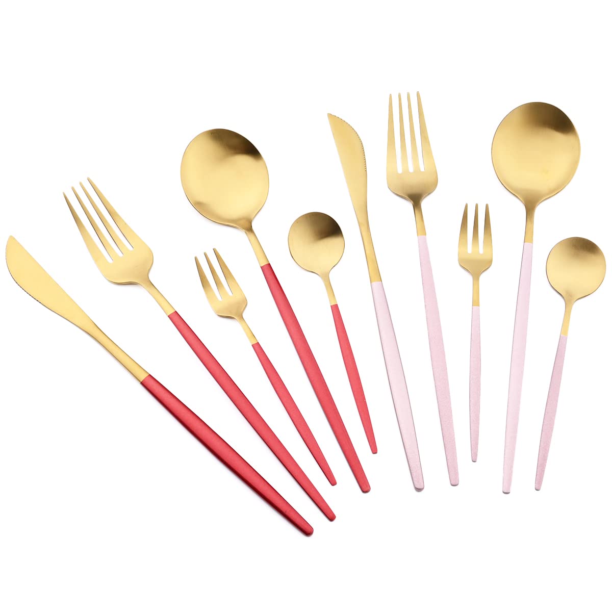 Mattschwarzes Besteck, Royal 36-teiliges Tafelservice aus mattem 18/10-Edelstahl for 6 Personen, einschließlich Gabeln, Löffeln, Messern, Camping-Besteck, Reiseutensilien-Set, Besteck/1824