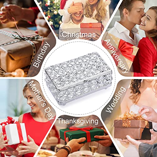 Elldoo Crystal Jewelry Box Rectangle Trinket Organizer Earrings Rings Box Treasure Box Home Decor Accent Decorative Box With Lid For Valentine Wedding Christmas Birthday Gift thumb #7