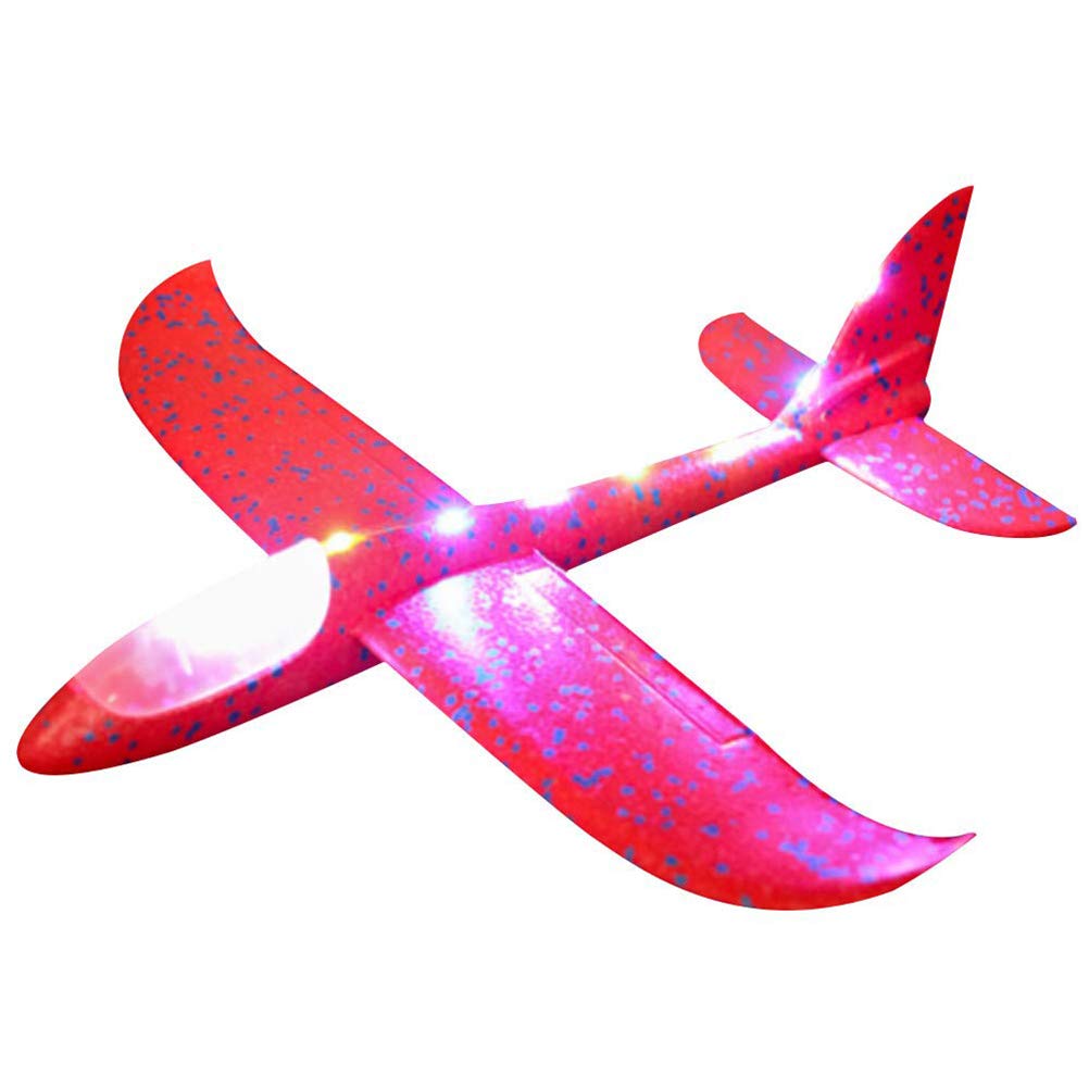 Knowooh Glider Children LED Styrofoam Plane Airplane Toy Manual Throwing Glider For Children Birthday Gift Flying Gliders Model (Red)
