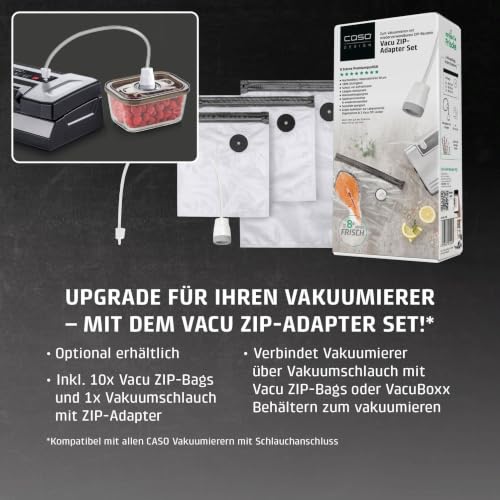 Foto von CASO VR 190 advanced Vakuumierer, Testurteil Sehr Gut, Folienschweißgerät mit 2,5 mm starker Schweißnaht, bis zu 50 Vakuumiervorgänge non-stop, inkl. 10 Profi- Folienbeutel