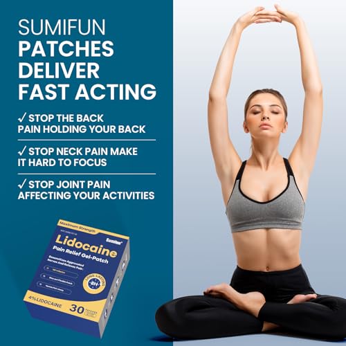 Image of Sumifun 4% Lidocaine Pain Relief Patches 30 Count Maximum Strength Numbing Gel Patch for Back Knee Neck Joint Ache Muscle Soreness Topical Analgesic