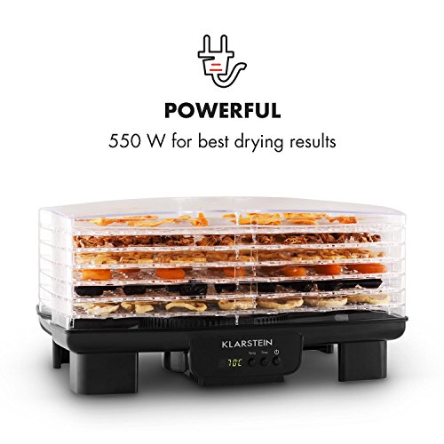 Klarstein Bananarama dehydrator dehydrator machine (550 watt, vlees en fruit droger, dehydrator 6 verdiepingen, instelbare temperatuur, programmeerbare timers) zwart - Image 5
