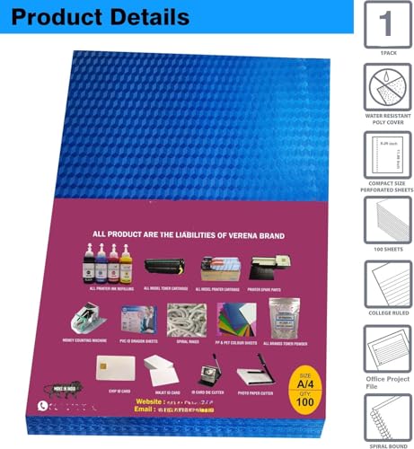 Image of GEDI A4 Size Diamond PVC Spiral Book Binding Sheet- Set of 1,Pack of 100 Sheet Per Set (Blue)