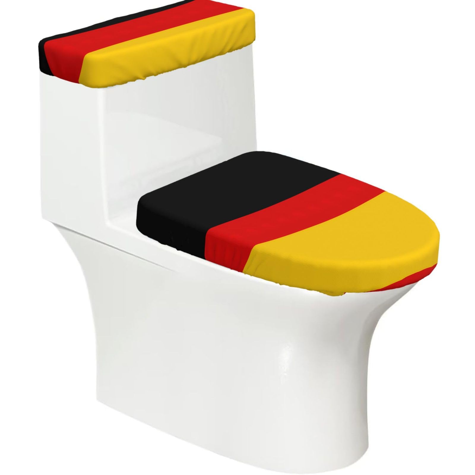 German Flag Printed Toilet Tank and Lid Cover Set of 2 for Most Bathrooms, Fits Elongated Round Toilets