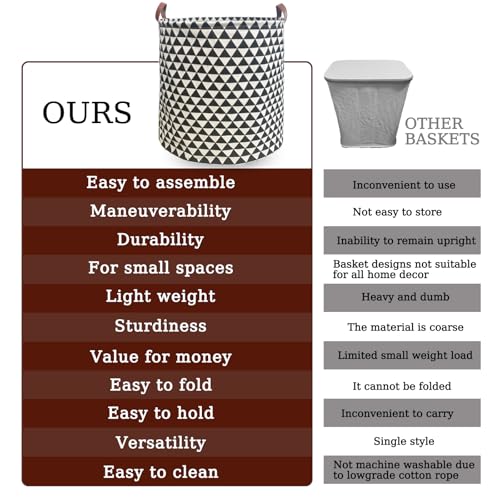 Image of Waterproof Laundry Hamper Collapsible Laundry Basket Leather Handle Laundry Bag Large Clothes Storage Toy Organization for Bathroom Bedroom Laundryroom College Dorms (Hesan-002)