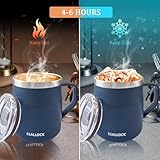 Luoqun88 Coffee Cup, Thermal Insulated Stainless Steel Travel Cup, Travel Mug with Lid & Handle, Thermal Mug- Keeps Cold/Hot for Hours, Reusable Coffee Cup Ideal Present for His Hers (Blue) - Image 5