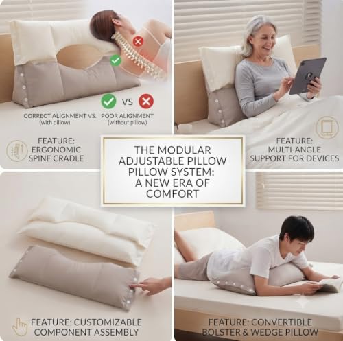 Image of Neck Pillow for Pain Relief - Ergonomic Side Sleeper Pillow for Sleeping, Contour Orthopedic Bed Pillow for Neck Support, Cooling Memory Foam Pillows