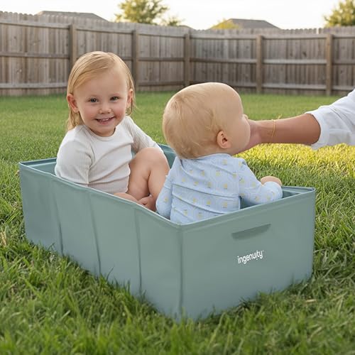 Ingenuity Tuckaway Kleinkinderbadewanne, verwandelt Dusche in Badewanne, Zusammenklappbar, Leicht zu reinigen, Keine Montage erforderlich, 12M-5J