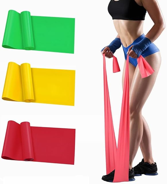 Three Resistance Bands for Exercise, Professional Elastic Bands, Fitness Bands, Perfect for Home Workouts, Strength Training, Yoga, Pilates, Stretching (red, Yellow, Green)