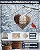 LDDVWRA Handmade Fiber Bird Nesting Heart, Refillable Birds Haven 1 Heart Shape Hummingbird Nesting and 2 Bags of Nest Materials, Winter Fowl Gifts Animal Hummingbirds Lovers Home Garden Yard(1Set) #2