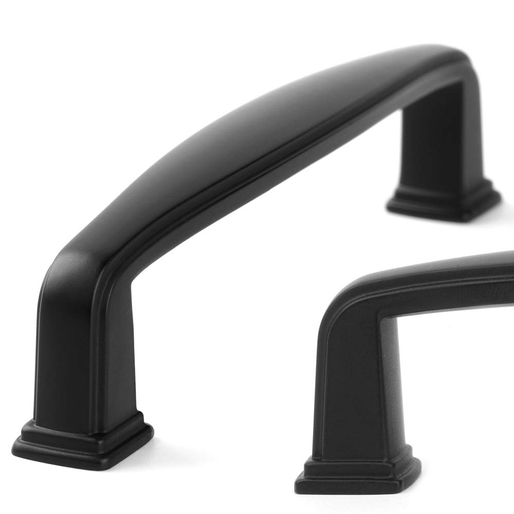KOOFIZO Square Foot Cabinet Arch Pull - Black Furniture Handle, 3.8 Inch/96mm Screw Spacing, 10-Pack for Kitchen Cupboard Door, Bedroom Dresser Drawer, Bathroom Furniture Hardware